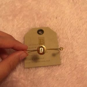 Dainty gold B initial bracelet from anthropology.